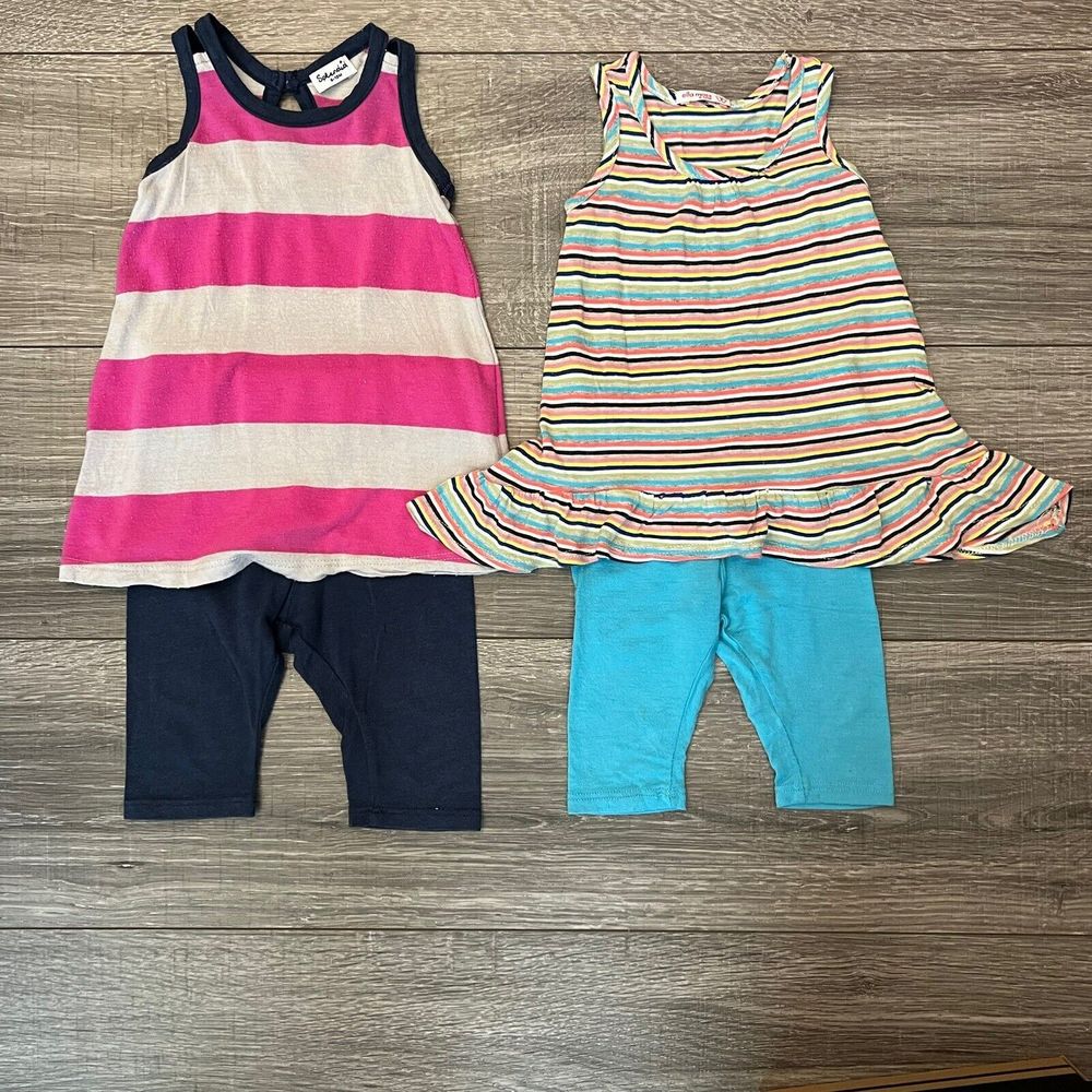 Splendid Baby Girls 2pc Outfits sz 6 12M Tank Top Capri Pants Stripes